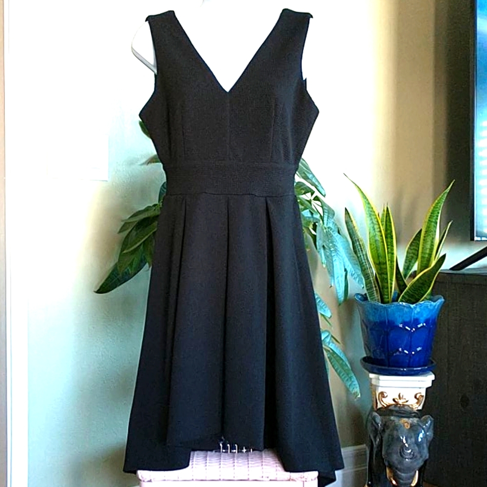 High Low V-Neck Sleeveless Black Dress Size S